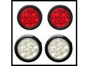 Forti USA 12V 10 LED Round Stop Turn Tail Reverse Fog Lights Include Lights Grommet Plug Trucks Red White Set of 4
