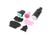 7pcs set Professional Nail Art Salon Double Ended Bottle Shaped Black Plastic Stamper Stamping Tool with Silicone Heads