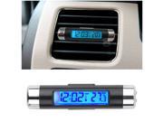 2 In 1 Car Vehicle LCD Digital Backlight Automotive Thermometer Clock Calendar Display Car Air Vent Outlet Clip on Clock