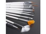 15Pcs Cosmetic Nail Art Polish Painting Draw Pen Brush Tips Tools Set UV Gel