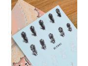 Nail Art Wrap Tips White Swan Fluffy Feathers Water Transfer Decals Stickers
