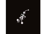 Rhinestone Butterfly Bow Dangle Navel Belly Bar Button Ring Body Piercing