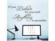 If You Believe In Yourself Quote Removable Vinyl Decal Art Mural Wall Stickers Ff