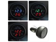Multifunction Car Digital Voltmeter Thermometer USB Car Charger 3 in1