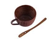 Handmade Bamboo Weaving Tea Water Drink Coffee Cup Wooden Stir Spoon Set