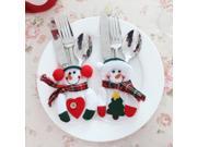 2pcs Xmas Decor Snowman Kitchen Tableware Holder Pocket Dinner Cutlery Bag