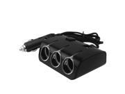 1.2A Dual USB DC Car Charger With 3 Way Multi Socket Car Cigarette Lighter Black
