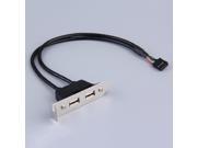 New Expansion 2 Ports Hub USB 2.0 to 9 Pin Header Mainboard Panel Bracket