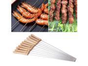 10pcs Outdoor Picnic BBQ Barbecue Skewer Roast Stick Stainless Steel Needle