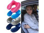 New U Shape Travel Pillow for Airplane Inflatable Neck Pillow Travel Pillows blue