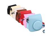 Lovely Leather Camera Shoulder Strap Bag for Polaroid Colorful Case Pouch For Fuji Fujifilm Instax Mini 8 Vintage 5 Colors blue