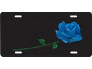 Blue Rose Offset On Black license Plate