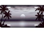 Beach Scene with Palm Trees Grey License Plate