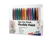 Pentel SES15CPC12 Sign Pen Brush Flexible Point Marker Pen Assorted 12 Pack