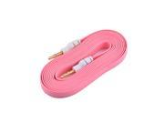 3.5mm TRS Male to 3.5mm Male Audio Flat Cable Pink White 2m