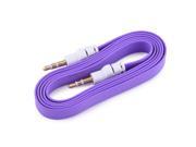 3.5mm Male to 3.5mm Male Flat Audio Connection Cable Purple White 98cm