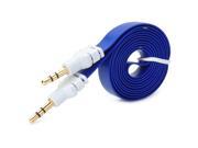 3.5mm Male to Male Audio Connection Flat Cable Deep Blue White 100cm