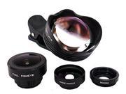 Ultra HD iPhone Lens, 180° Fisheye + 0.63X Wide Angle Lens + 15X Macro + 3X Telephoto 4 in 1 Optic Cell Phone Lens Kit for Iphone 7 6s Plus Samsung Galaxy S6 S7