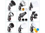 Neewer Speedlite Flash Accessories Kit with Barndoor Conical Snoot Mini Reflector Sphere Diffuser Beaty Disc 20x30 cm Softbox Honeycomb Colour Filters Un