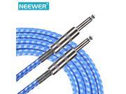 Neewer® ZB 24 10 Foot 3 Meters Guitar Instrument Cable with Standard 1 4 Inch Straight to Straight Plug Blue Tweed Woven Jacket