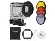 Neewer 52MM Filter Kit for Gopro Hero 3 4 Kit includes 3 Filters ND4 Yellow Red 1 52mm Lens Filter Ring Adapter 1 Microfiber Cleaning Cloth 1