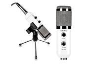 Neewer® White NW 300E Professional USB Condenser Microphone with Butterfly Clip Holder Desktop Tripod Stand XLR Female to USB 3.5mm Male Splitter Cable and