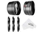 Neewer 58MM 0.45X Wide Angle Lens and 2.5X Telephoto Lens Kit with 3 Step up Ring Adapters 49 58mm 52 58mm 55 58mm Front Back Lens Covers Microfiber Clean