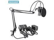 Neewer NW 700 Professional Condenser Microphone NW 35 Suspension Boom Scissor Arm Stand with Built in XLR Cable and Mounting Clamp NW 3 Pop Filter 48V Pha