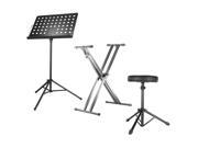 Neewer® Music Stand Kit for Drum Keyboard and Other Musical Instruments Included 1 Double Braced X Style Keyboard Stand 1 Orchestra Music Stand 1 Drum Seat S