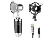 Neewer® Cardioid Condenser Broadcasting Recording Microphone Kit includes 1 Black Condenser Microphone with Build in Pop Filter 1 Shock Mount 1 3.5mm Mal