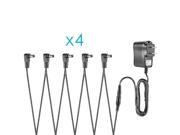 Neewer® 4 Pack Effect Pedal Power Adapter Supply 9V 500mA Tip Negative Design with 5 Way Right Angle Daisy Chain Cables