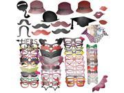 Neewer® 76PCS Colorful Props Photo Booth with Stick Mustache Glasses Hats Flavor Fun for Party Prom Wedding Birthday Christmas