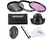 Neewer 72MM Lens Filter Accessory Kit for Cameras with 72MM Lenses Includes UV CPL FLD Filter Carry Pouch Lens Hood Lens Cap Cap Keeper Leash Microfiber Lens