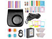 Neewer Black 10 in 1 Accessories Kit For Fujifilm Instax Mini 8 8s Camera Case; Album; Selfie Lens;4 Colored Filter;5 Film Table Frame;20 Wall Hanging Frame;40