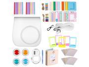 Neewer White 10 in 1 Accessories Kit For Fujifilm Instax Mini 8 8s Camera Case; Album; Selfie Lens; 4 Colored Filter;5 Film Table Frame;20 Wall Hanging Frame;4