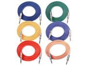 Neewer® 6 Pack 6.5 Ft 2M Durable Guitar Cables with 1 4 Inch Straight to Straight Plugs Rubber Shielding and Copper Conductors Green Blue Purple Red Yellow Or