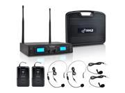 Pyle PDWM3365 Rack Mount UHF Wireless Microphone System with 2 Body Pack Transmitters 2 Headset
