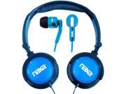 NAXA NE926BL 2 in 1 Combo Super Bass Stereo Headphones Earbuds Blue