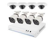 Zmodo 8CH HDMI NVR 4 Bullet Outdoor 4 Dome Indoor 720P HD PoE IP Security Camera System with 2TB Hard Drive