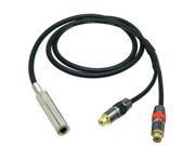 1pce 6.35mm jack TRS stereo to 2 RCA phono DIY Splitter Y cable Canare L 4E6S 3M