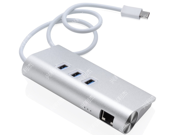 Aluminum USB 3.1 Type C USB C to 3 Ports USB 3.0 Hub with Ethernet Adapter for Apple New Macbook 12 ChromeBook Pixel and More Type C Supported Devices
