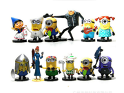 2015 New Despicable Me Minions Toys Ornament Christmas Gift Despicable Me doll Minion Decoration Doll Toy Set of 12pcs