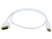 3ft 28AWG DisplayPort to DVI Cable White