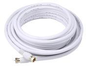 25ft RG6 18AWG 75Ohm Quad Shield CL2 Coaxial Cable with F Type Connector White