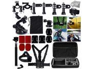 MCOCEAN 33 in 1 Accessories Set for GoPro Hero 4 3 Plus 3 2 and Camera Telescoping Handheld Monopod Plus Chest Harness Plus Head Wrist Strap Plus Suction Cup
