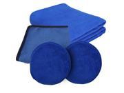 3 Piece Plush Microfiber Car Detailing Kit Blue