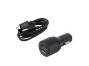 New 2 port Car Charger with Micro USB to USB Charger Sync Cable for Samsung