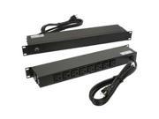 Fuji Labs 19 Rackmount 8 Outlet PDU Metal Case with 6Ft Power Cord 15A 12A UL