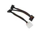 18 inch Molex 4 pin Male to Right Angle 3 x SATA Power 15 pin 90 Degree Splitter Cable w Black Sleeved for ATX 12 5V HDD SSD