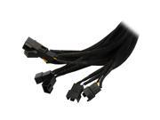Black Net Jacket Sleeved 18 inch Molex to 5 x 4 pins PWM CPU Case Cooling Fan Splitter Hub Power Adapter Cable w RPM Feedback